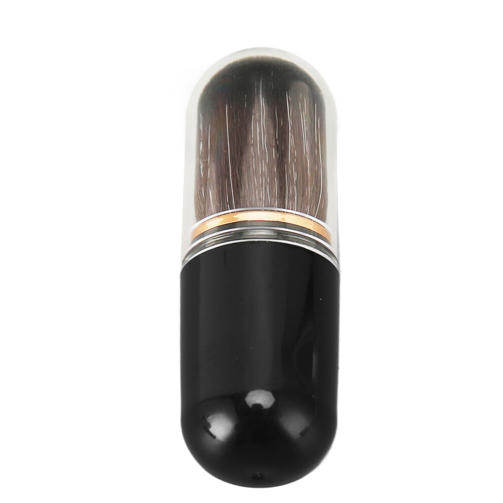 Black Retractable Makeup Brush, Portable Dense Bristle, Compact