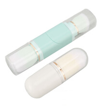 Double Ended Capsule Travel Makeup Brush, Synthetic Fiber, Retractable