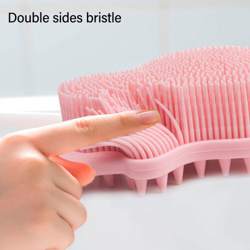 Pink Guitar Bath Brush - Long Handle, Silicone 2