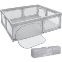 Moby-System Parc Bébé Pliable 200 x 180 X 68 gris avec base antidérapante, stable, protection imperméable à l'eau, sac de transport