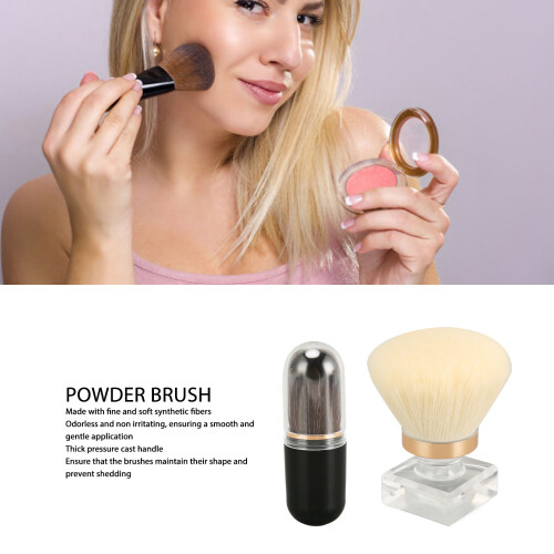 Round White Bristle Makeup Powder Brush with Storage Case 2