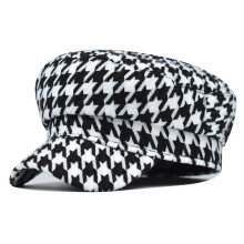 (Black)Vrouwen Houndstooth vintage stijl beret met winddichte functionaliteit voor dagelijks gebruik