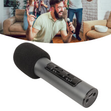 Portable Aluminum Microphone 500mAh Noise Reduction for Singing & Streaming Black