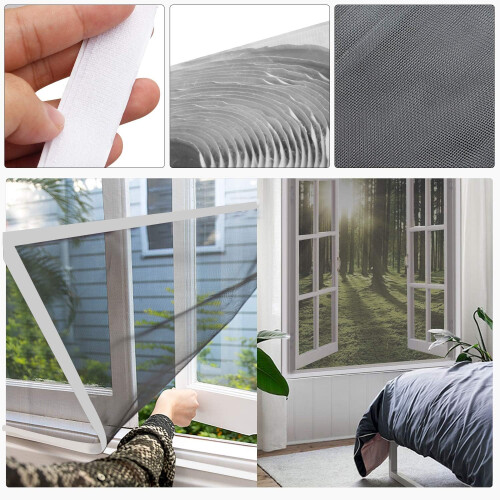 Fiberglass Screen Mesh, Adjustable Window Screen Replacement Kit with Strong Magnetic Structure, Removable Design for Insect Protection Nets for House 1