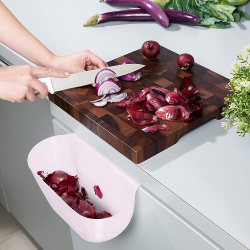 Eco-Friendly Collecting Tray for Kitchen Waste, White Hanging Kitchen Trash Can Foldable Waste Bin for Space Saving, Efficient Kitchen Preparation (2 2