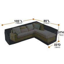 Patio Furniture Cover for Outdoor Sectional Sofa, Waterproof Oxford Fabric Heavy Duty Garden L Shaped Rattan Corner Sofa Protector, Windproof Design