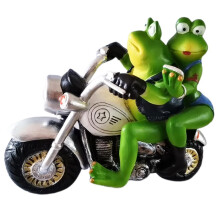 Garden Frog Sculptures, Biker Frog Ornaments for Home Decor Frog Figurines, Frog Couple Riding Motorcycle Statues for Yard Patio Outdoor Decoration