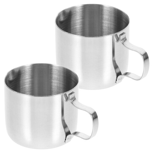8Ud Vasos De Metal Para Espumar Café Con Asa Ergonómica Plata 1