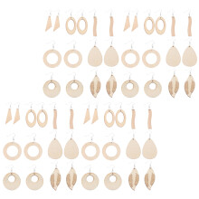 2Jgo Pendientes Colgantes De Madera Natural Multicolor Para Bricolaje