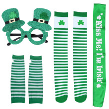4Ud Paquete Fiesta Verde St. Patrick's Calcetines Guantes Gafas