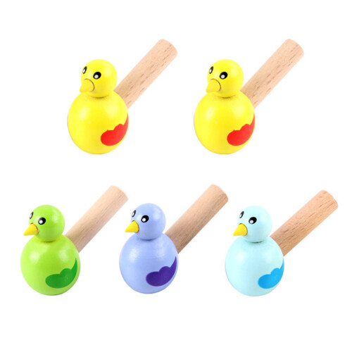 15Pièces Sifflets Oiseaux En Bois Jouets Educatifs Multicolores 1