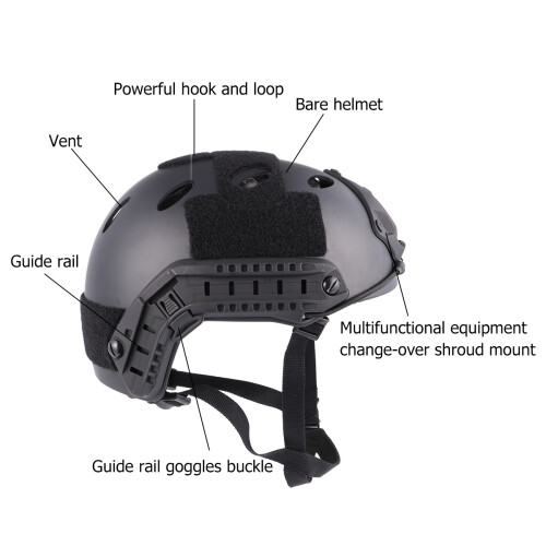 2Ud Casco Wargame Negro Resistente Y Cómodo Para 1