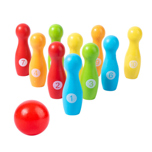 2Set Bowling Gioco Legno Educativo E Interattivo 1