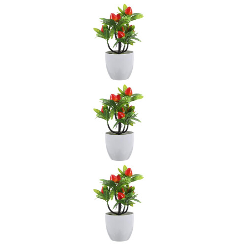 3Pz Artificiale A Frutta Rossa in PVC Per Decorazione 2