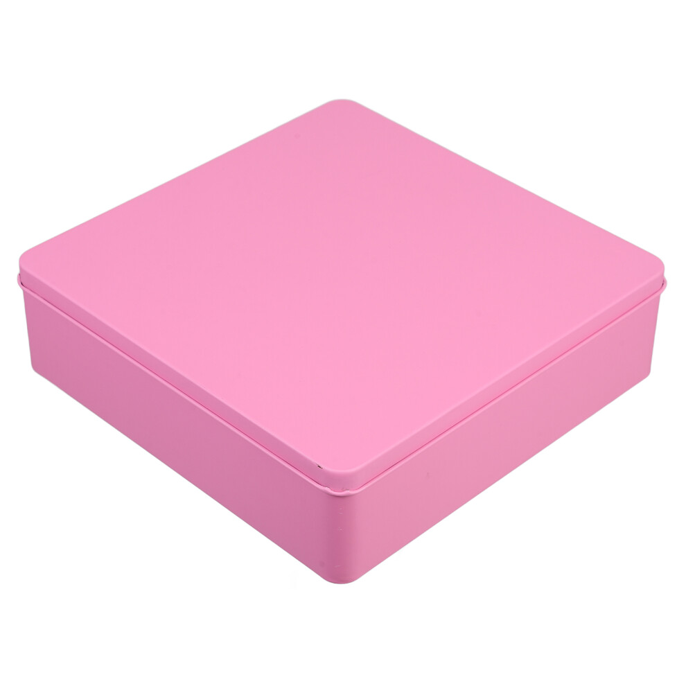 4Szt Kwadratowe RóżOwe Metalowe Pojemniki Z Pokrywą DużA TrwałOść-image