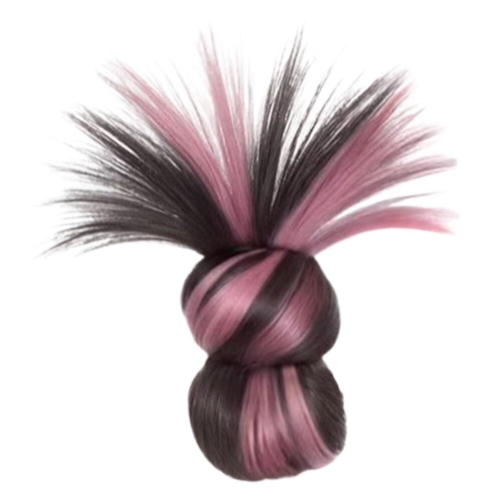 Unisex Hair Bun Wig, Ponytail Extension, Feathered Synthetic Wig For Quick Styling, Updo Hairstyle, Daily Wear Rose