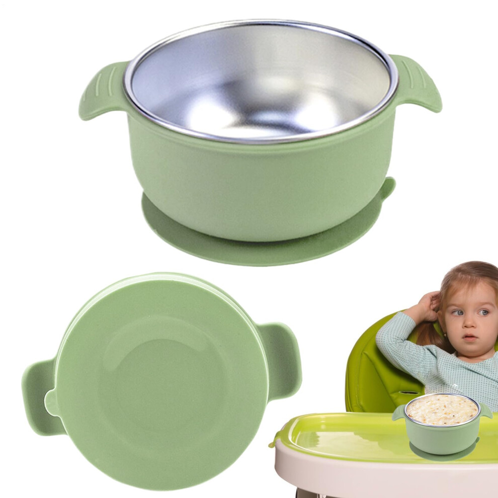Baby Suction Bowls SpillProof AntiScald Design Stainless Snack Plates For Baby BLW 6.1x6.1x2.36in Pink Green Blue