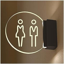 LED toilet sign, wallmounted for ladies' and men's bathroom, edge lighting