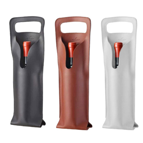 Bouteille de vin élégante en cuir PU, couverture de-Blanc 1