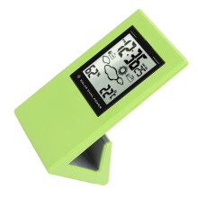 Solarer Wetteruhr mit Temperatur- und Luftfeuchtigkeitsanzeige, Grün, quadratisches LCD