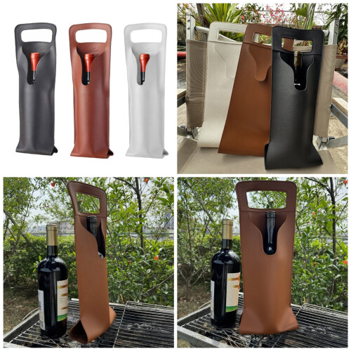 Bouteille de vin élégante en cuir PU, couverture de-Noir 2