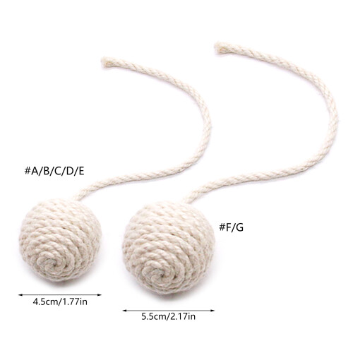 Jouet de dentition en sisal, ensemble de 6 boules-Blanc 5,5 cm 1
