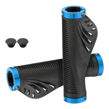 Bilateral Locks Mountain Bikes Handlebar Grips Nonslip, Black Rubber, 135mm, Universal MTB Fit