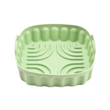 Second Generation Air Baking Tray Silicone Folding Square Reusable Barbecue Tray For Pizza Fried Chicken Green Small