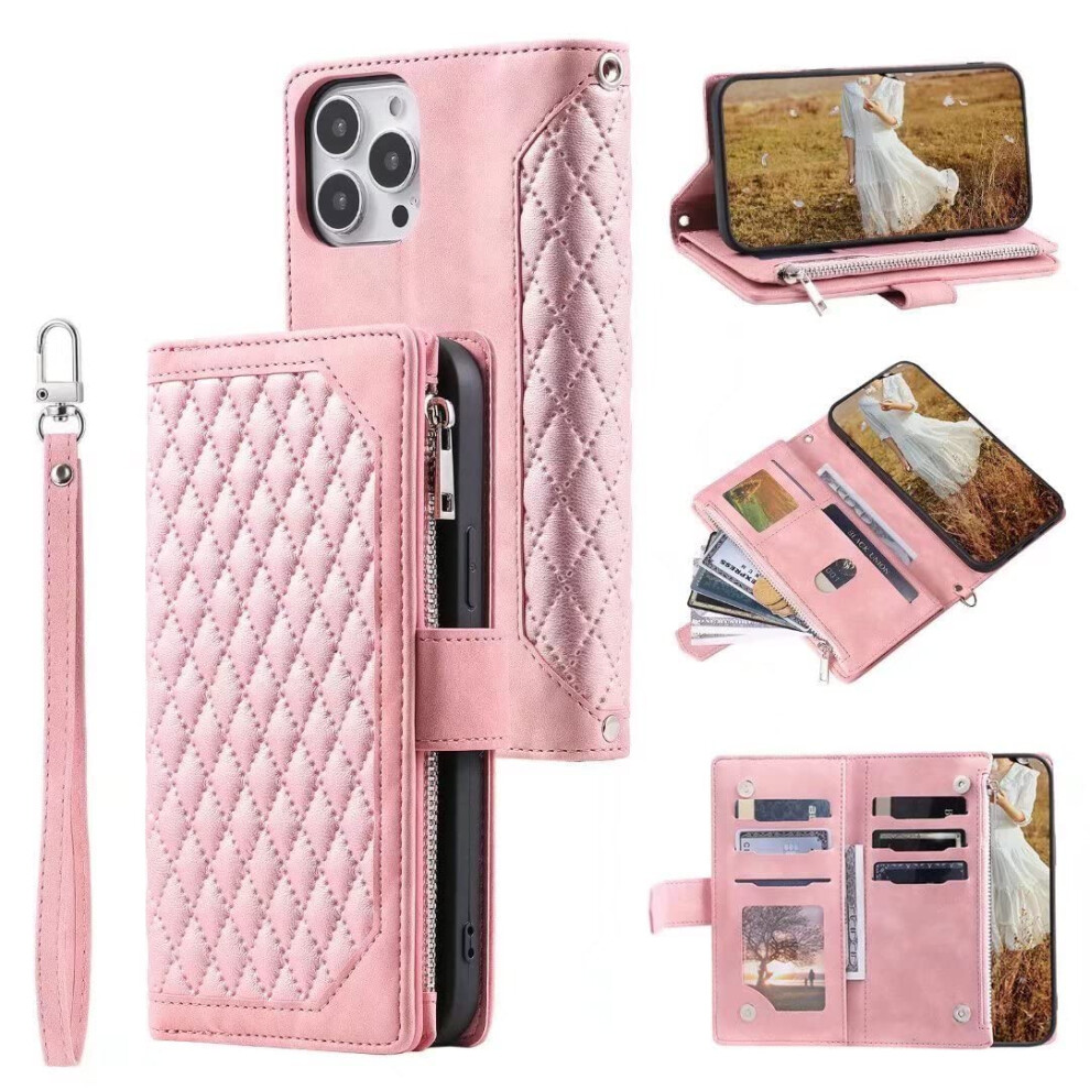 Wallet Case For Iphone 15 Pro Leather, Shockproof, Magnetic Closure, Kickstand, Pink 9189345158391