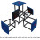 5in1 Cube Ottoman with Wheels, Stackable Leather Stool Bench for Small Spaces, Blue 17.7in 5