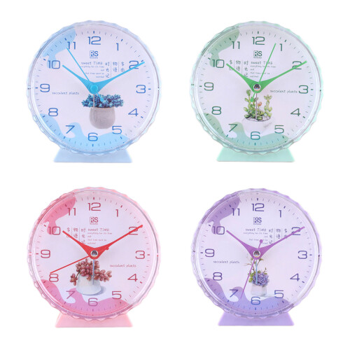 Réveil en plastique, horloge de Table avec décorations-Rose 1
