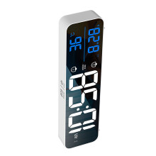 LED Digital Alarm Clock USB Rechargeable Desk Clock 2-White