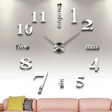 Modern Unique Frameless DIY Wall Clock, 3D DIY Adjustable Size Mirror Stickers For Living Room Decor