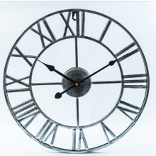 Battery Operated, Silent Non-Ticking Skeleton Open Dial Clock with Vintage Style Gold Hands, Suitable for Home Kitchen Cafe Hotel Office Decor