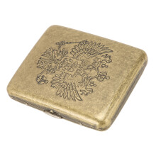 Portable Retro 20-Cigarette Holder with Double Eagle Metal Construction