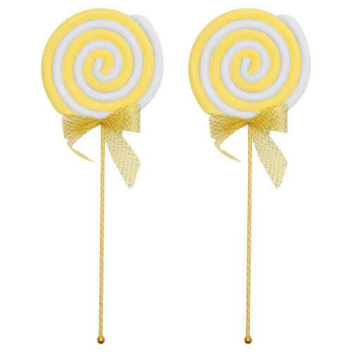 10Pcs Multipurpose Yellow Lollipop Photo Props Foam Plastic