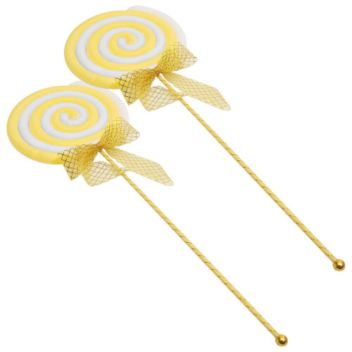 10Pcs Multipurpose Yellow Lollipop Photo Props Foam Plastic 2
