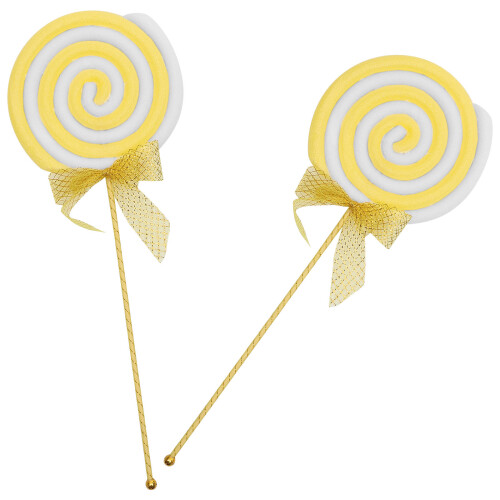 10Pcs Multipurpose Yellow Lollipop Photo Props Foam Plastic 1