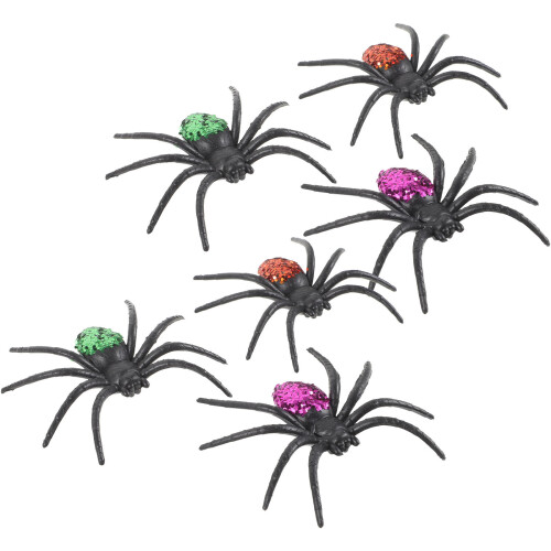 12Pièces Araignées Plastique Colorées Décoration Halloween Et Farces 1