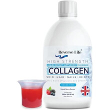 Reverse Life Marine Collagen Liquid 10,000mg with Hyaluronic Acid Biotin Vitamins C & D for Skin Hair Nails Joints Mixed Berry Flavour