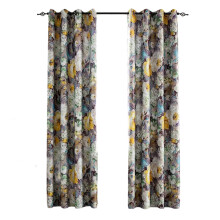 Oil Painting Flowers Pattern Curtain, Sheer Curtains with Blackout Functionality Polyester Fiber Drapes for Dining Room Bedroom, Vintage Rustic Design