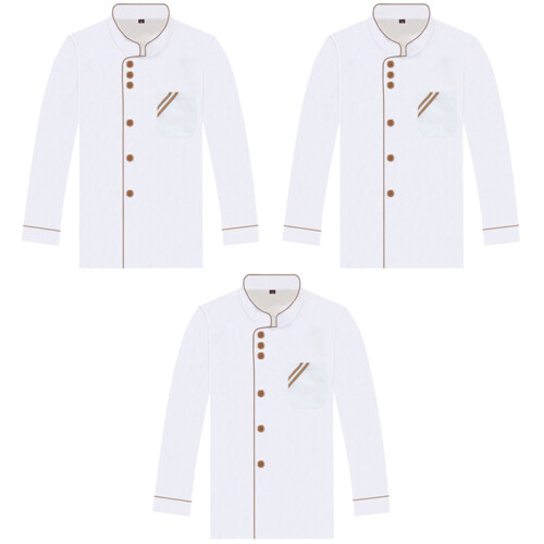 3Pcs Unisex White Chef Jacket Breathable Wearproof Catering Uniform 2