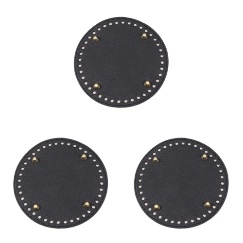3Pcs Round Black PU Bag Bottom Base Durable Pad for Handmade Bag DIY 1