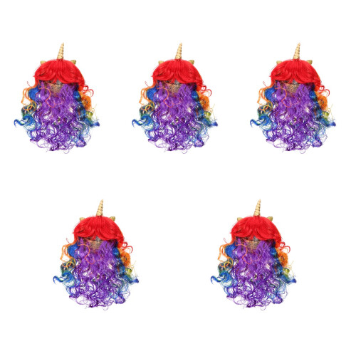 5Pcs Rainbow Colored Unicorn Curly Wig Cosplay Accessory 2