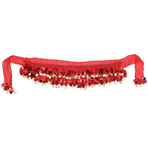 5Pz Sciarpa Belly Dance Brillante Rosso Paillettes 1