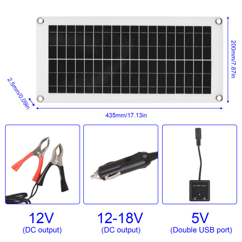 Durable 20 Watt 12V Waterproof Solar Panel Kit for RVs and Campers