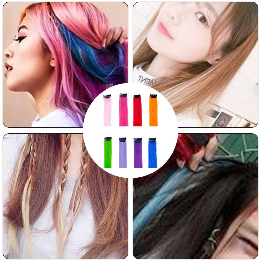 Full Head Party Highlights, Synthetic Hairpieces Real Human Hair Feel, 20 Inch Heat-resistant Fiber Clip on in Hair Extensions, No Chemical Dyes,