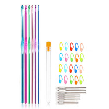 Kreatives Häkel-Set, ergonomische Stricknadeln mit Aluminiumgriff, leichtgängiges Bastelset für DIY-Begeisterte, inklusive Maschenmarkierer