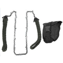 Scie à chaîne pliante de survie avec poignée en paracorde, outil de coupe portable en acier à haute teneur en carbone pour la randonnée et la