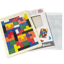 Puzzle di blocchi di legno, giocattolo rompicapo per lo sviluppo creativo, puzzle Tangram con pezzi di legno colorati e materiale liscio, ideale per